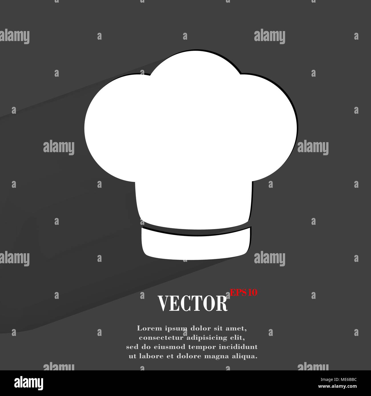 Chef cap. Cooking. Flat modern web button with long shadow and space ...