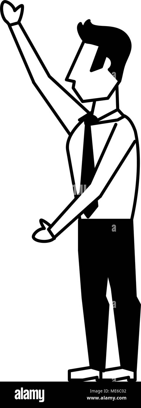 Businessman with hands up on black and white Stock Vector Image & Art ...