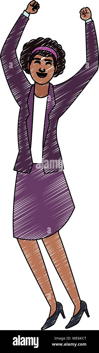 Happy business woman cartoon scribble Stock Vector Image & Art - Alamy