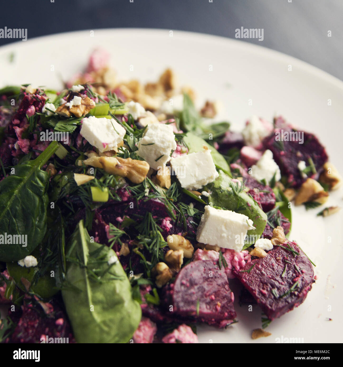 Beetroot Salad With Cottage Cheese Baby Spinach And Walnuts
