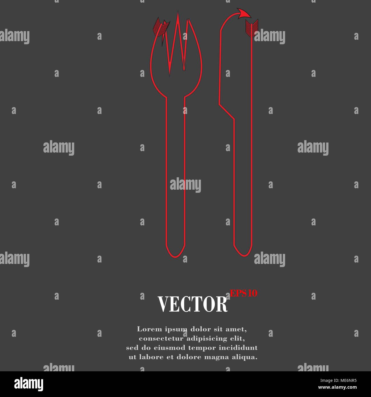 cutlery, knife fork Flat modern web button and space for your text. Vector. EPS10 Stock Vector