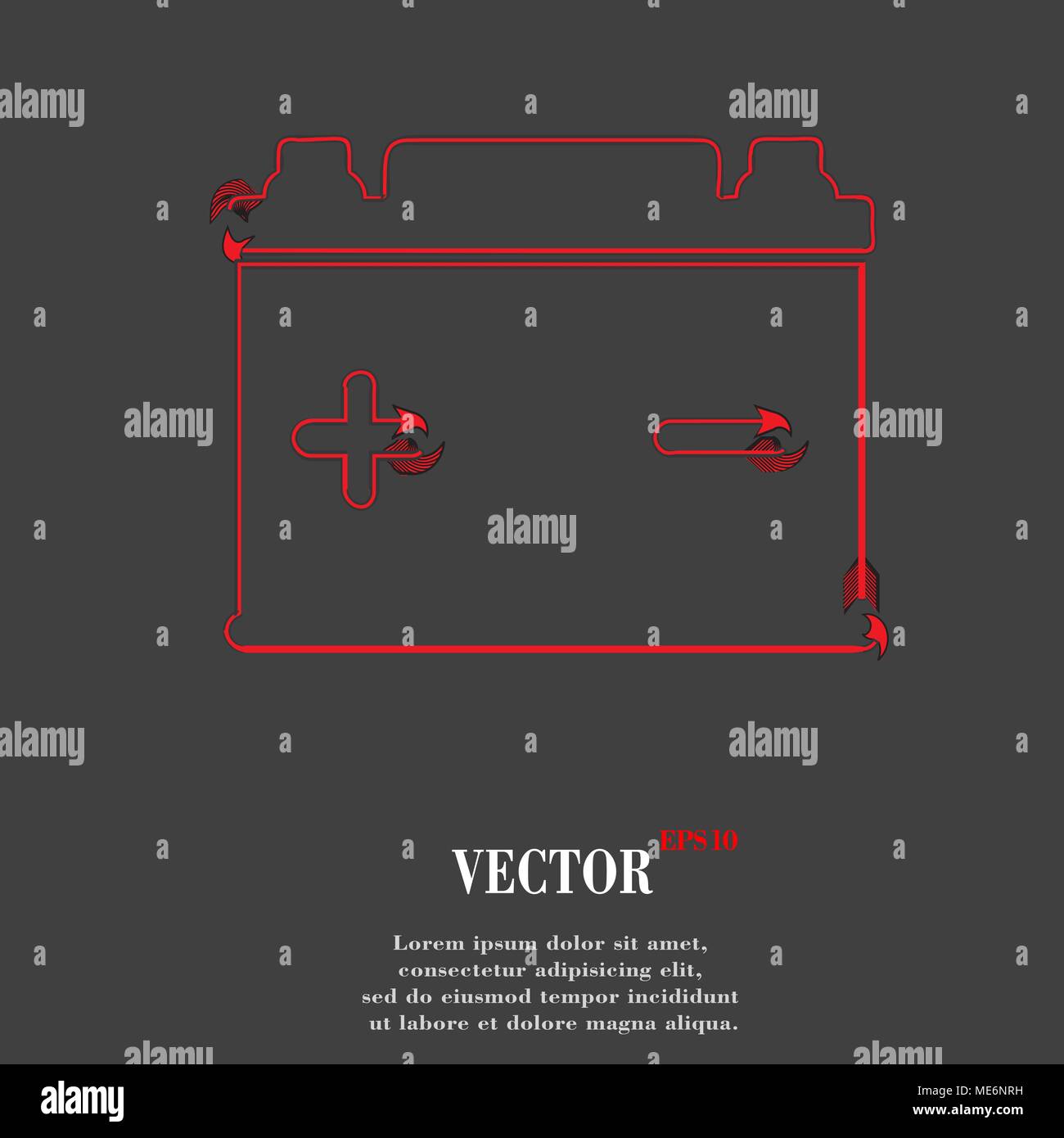 Car battery. Flat modern web button and space for your text. Vector. EPS10 Stock Vector