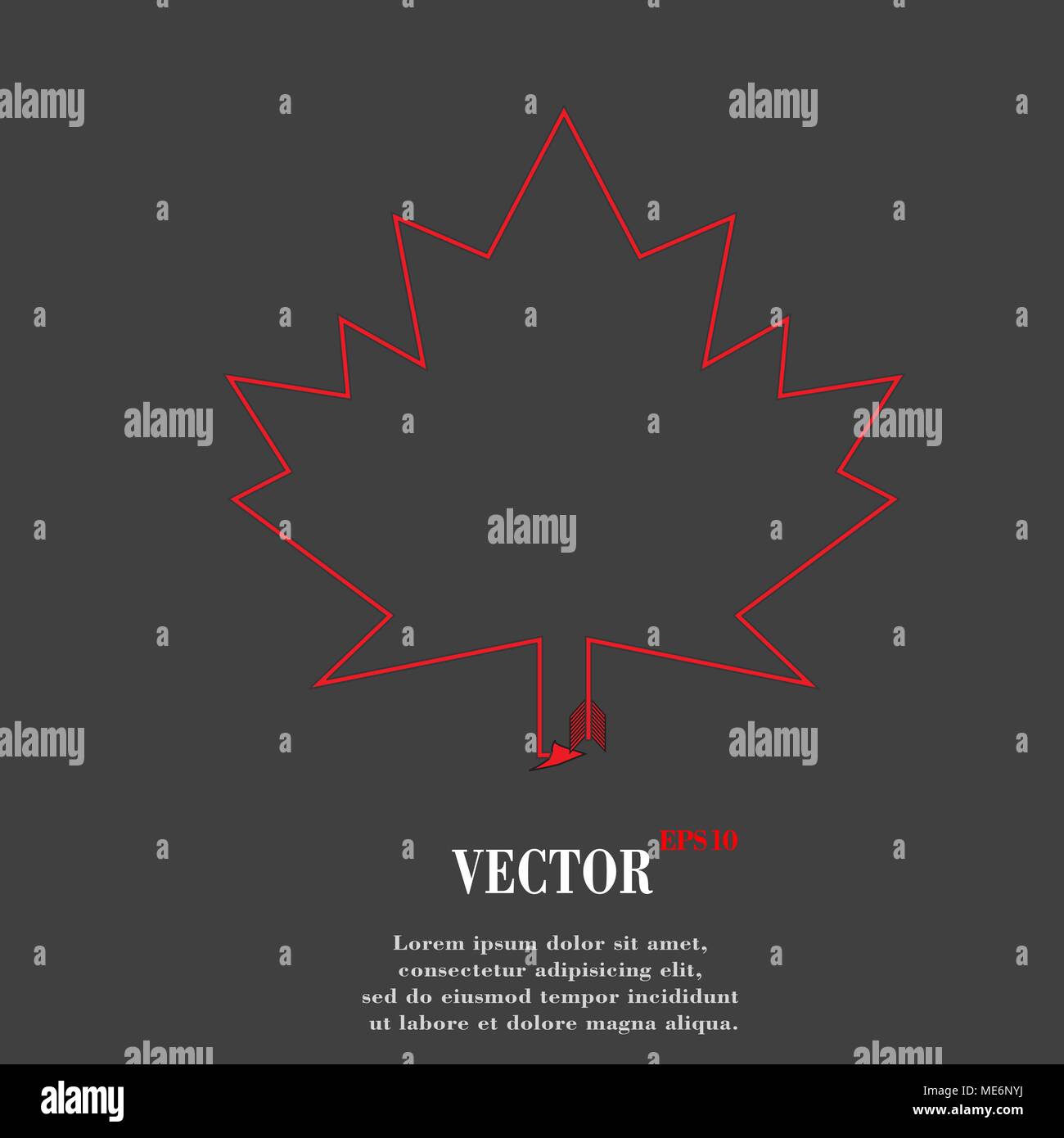 maple Leaf. Flat modern web button and space for your text. Vector. EPS10 Stock Vector