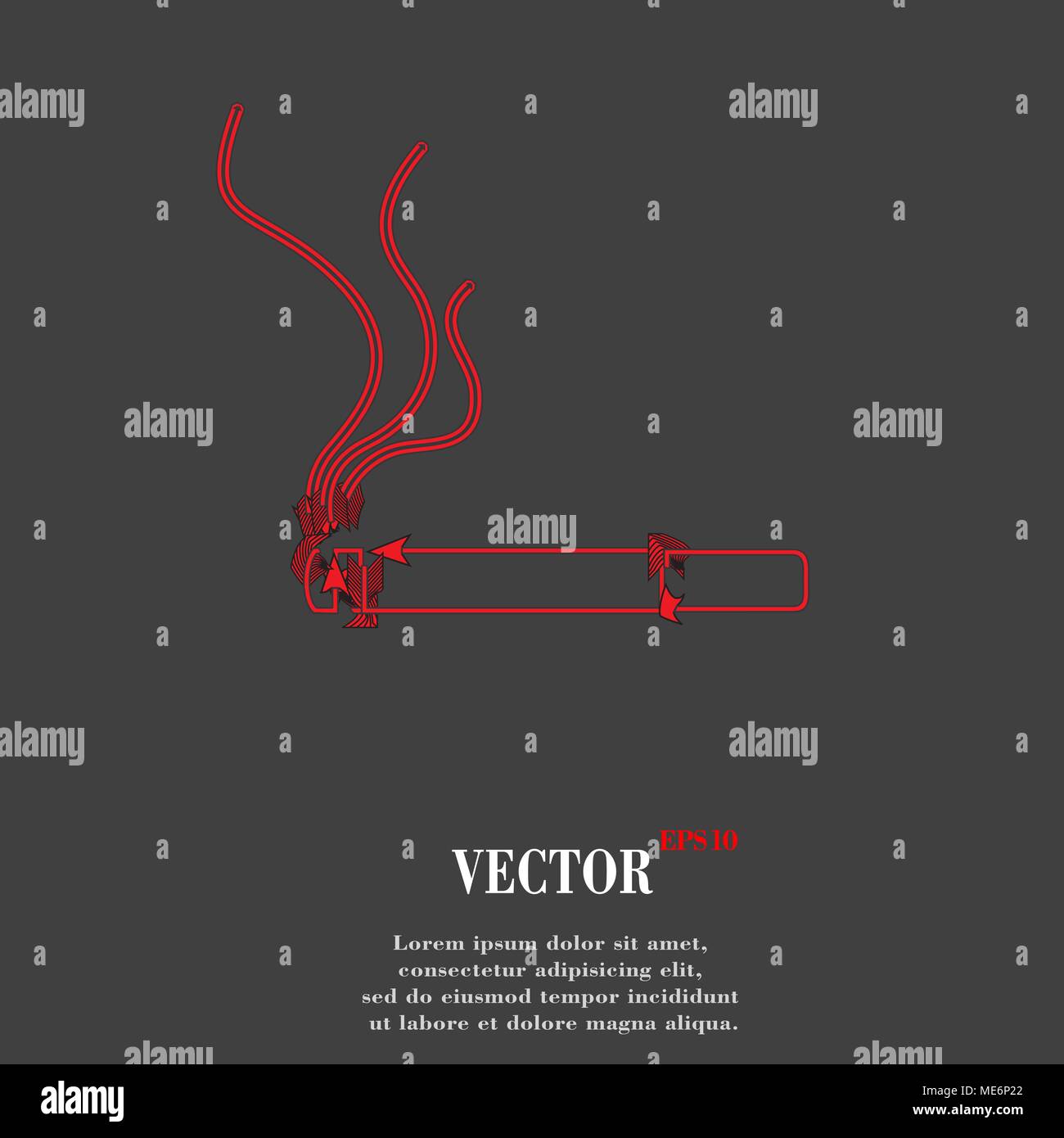 Smoking sign. cigarette Flat modern web button and space for your text. Vector. EPS10 Stock Vector