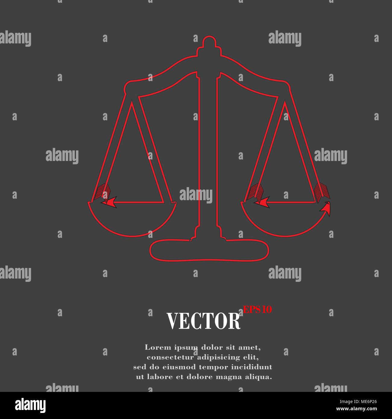 Scales balance. Flat modern web button and space for your text. Vector. EPS10 Stock Vector