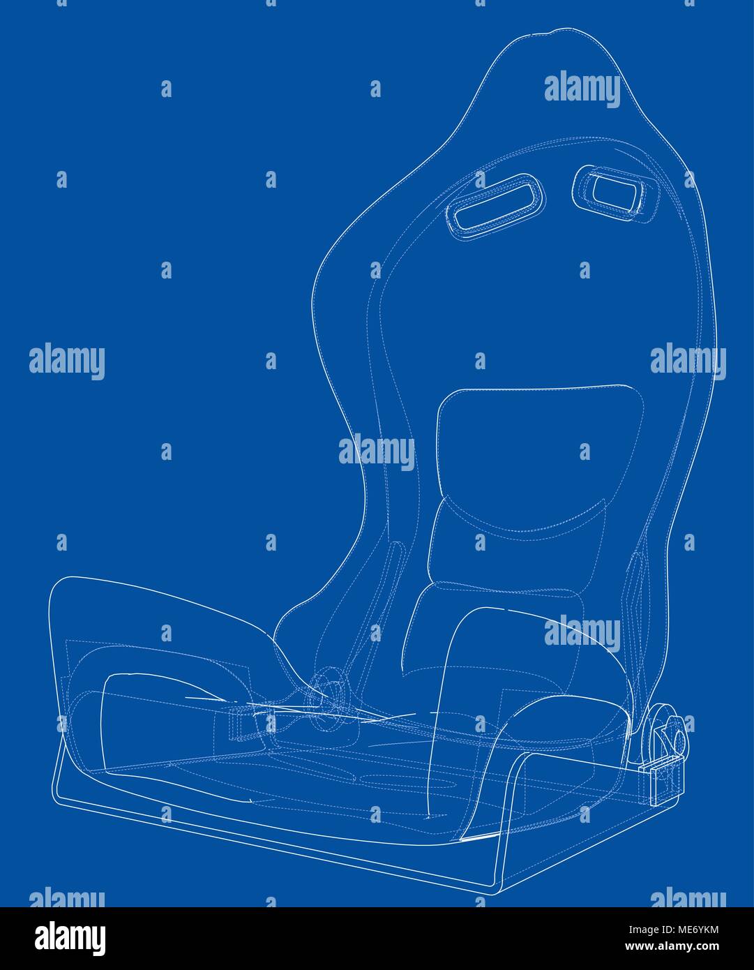 Car seat outlined vector rendering of 3d Stock Vector