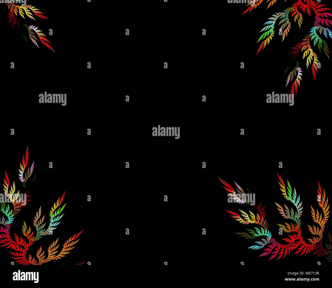 Multicolor fractal flower on black background. Computer generated graphics Stock Photo