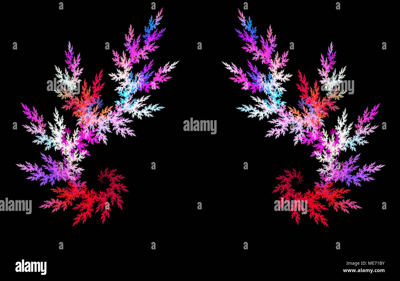 Multicolor fractal flower on black background. Computer generated graphics Stock Photo