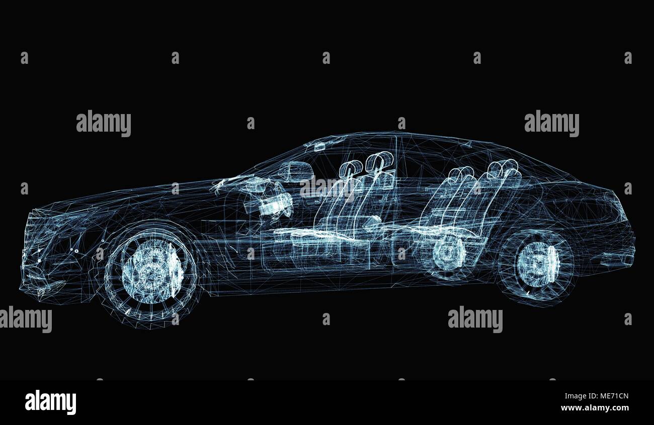 Abstract car consisting of luminous lines and dots Stock Photo - Alamy