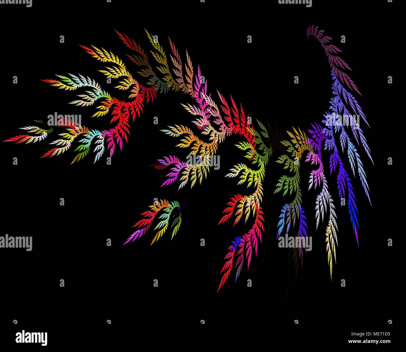 Multicolor fractal flower on black background. Computer generated graphics Stock Photo