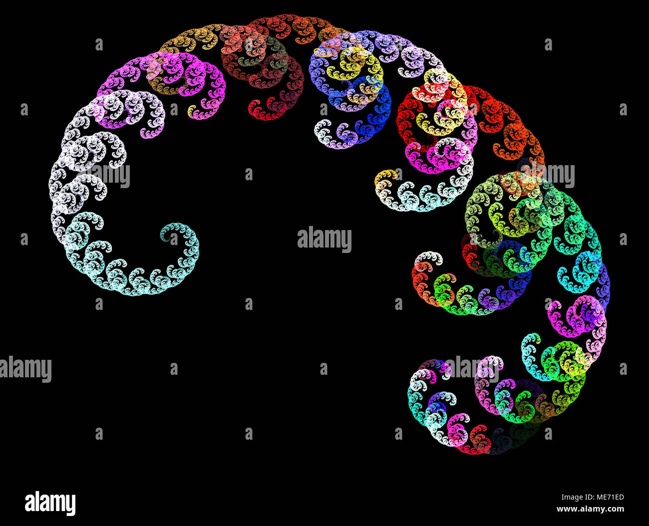 Multicolor fractal flower on black background. Computer generated graphics Stock Photo