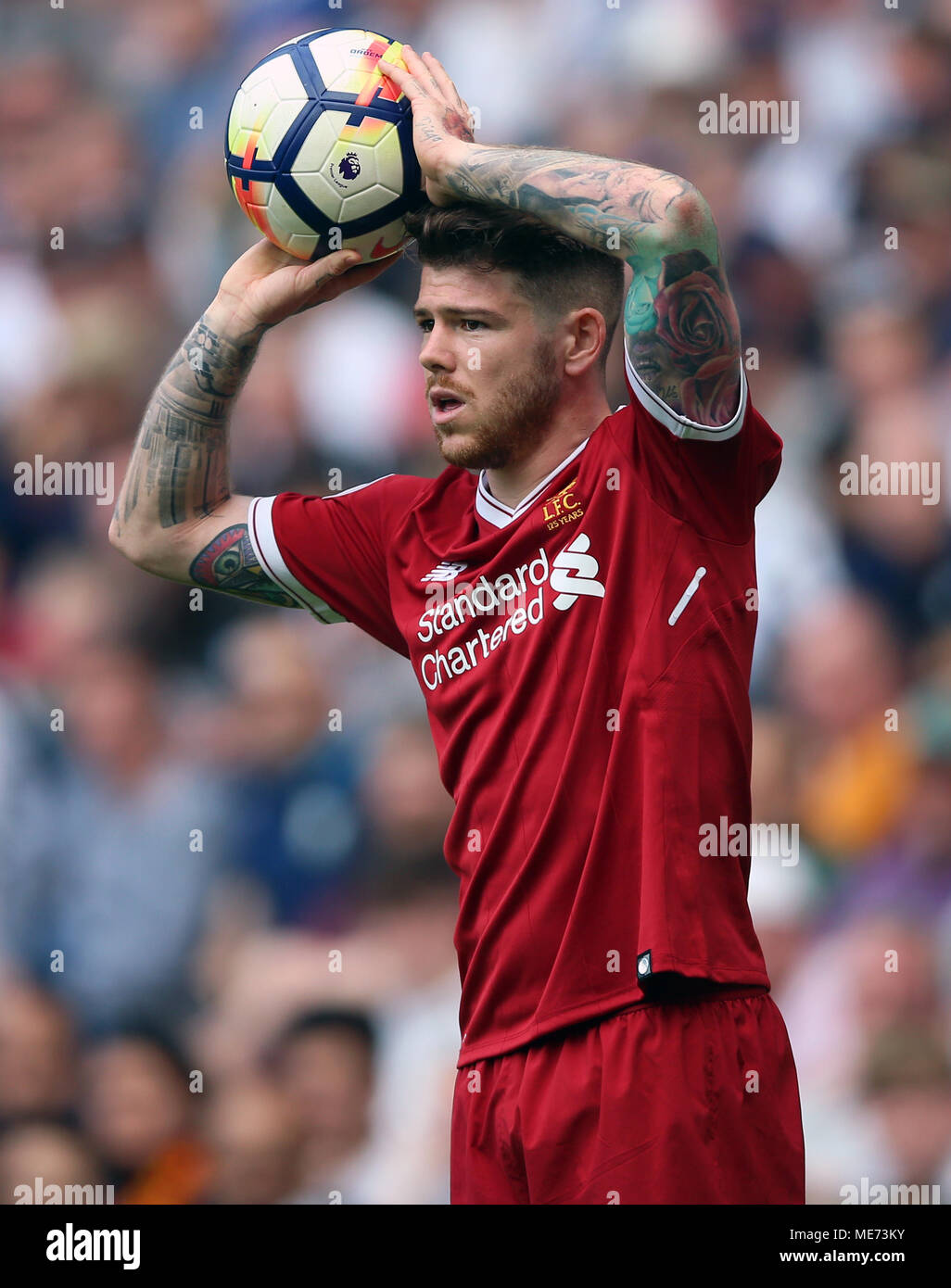 Liverpools Alberto Moreno during the Premier League match at The Hawthorns, West Bromwich. PRESS ASSOCIATION Photo. Picture date Saturday April 21, 2018