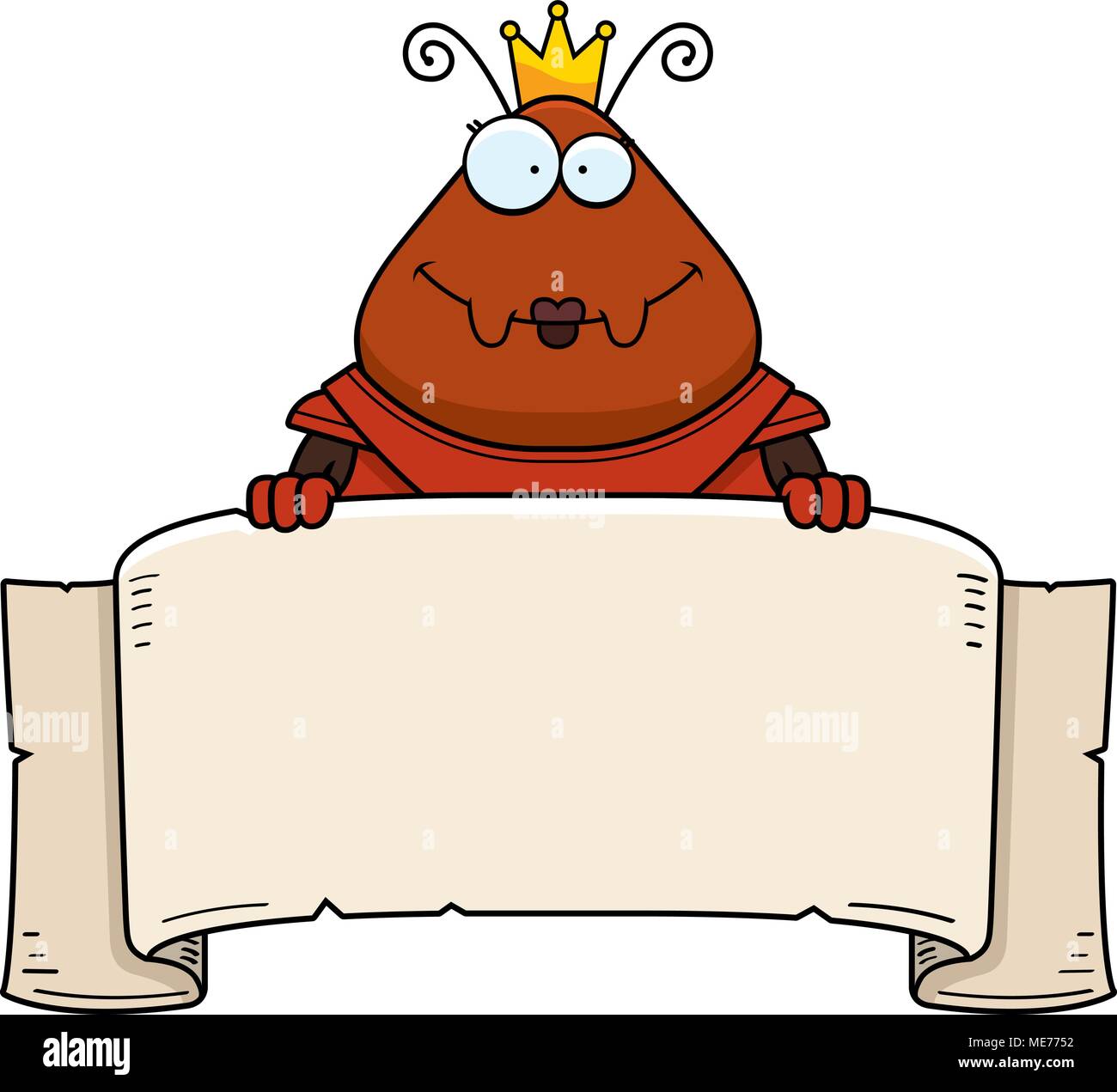 A cartoon illustration of an ant queen in armor with a banner. Stock Vector