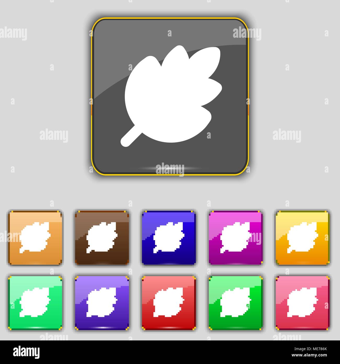 Leaf, Fresh natural product icon sign. Set with eleven colored buttons ...