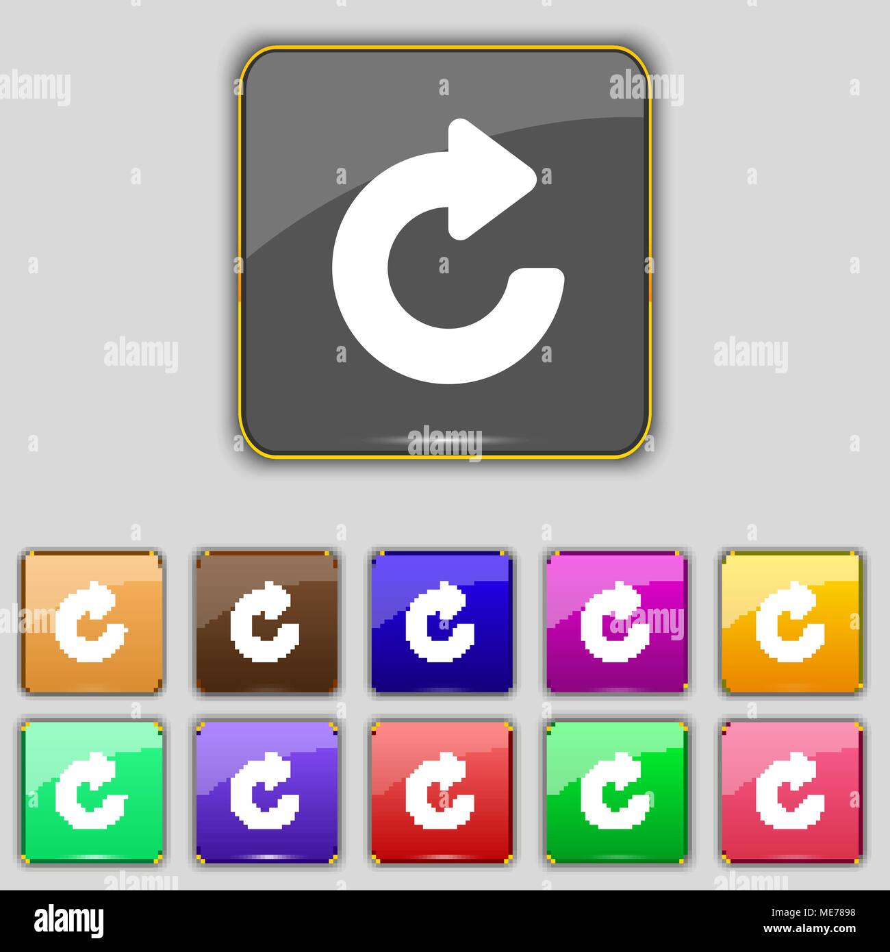 Upgrade, arrow icon sign. Set with eleven colored buttons for your site ...