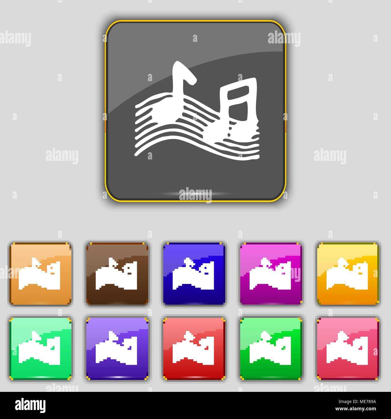 icon sign. Set with eleven colored buttons for your site. Vector ...