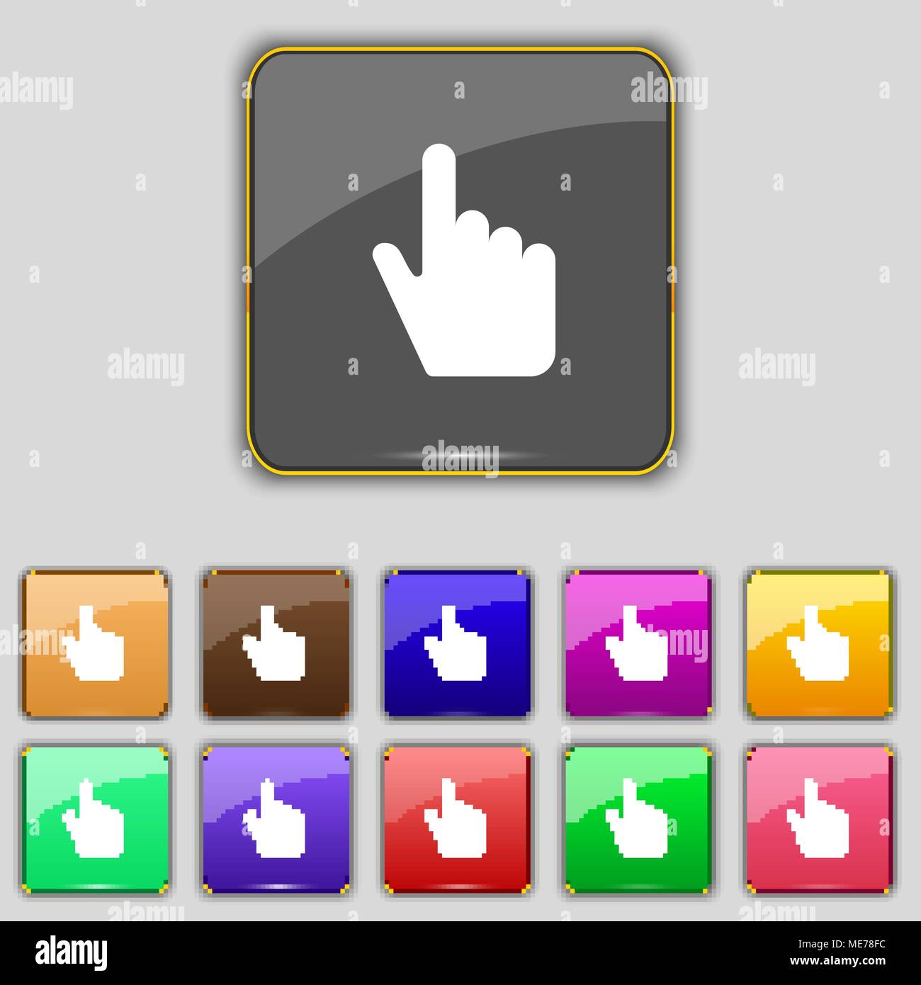 cursor icon sign. Set with eleven colored buttons for your site. Vector ...