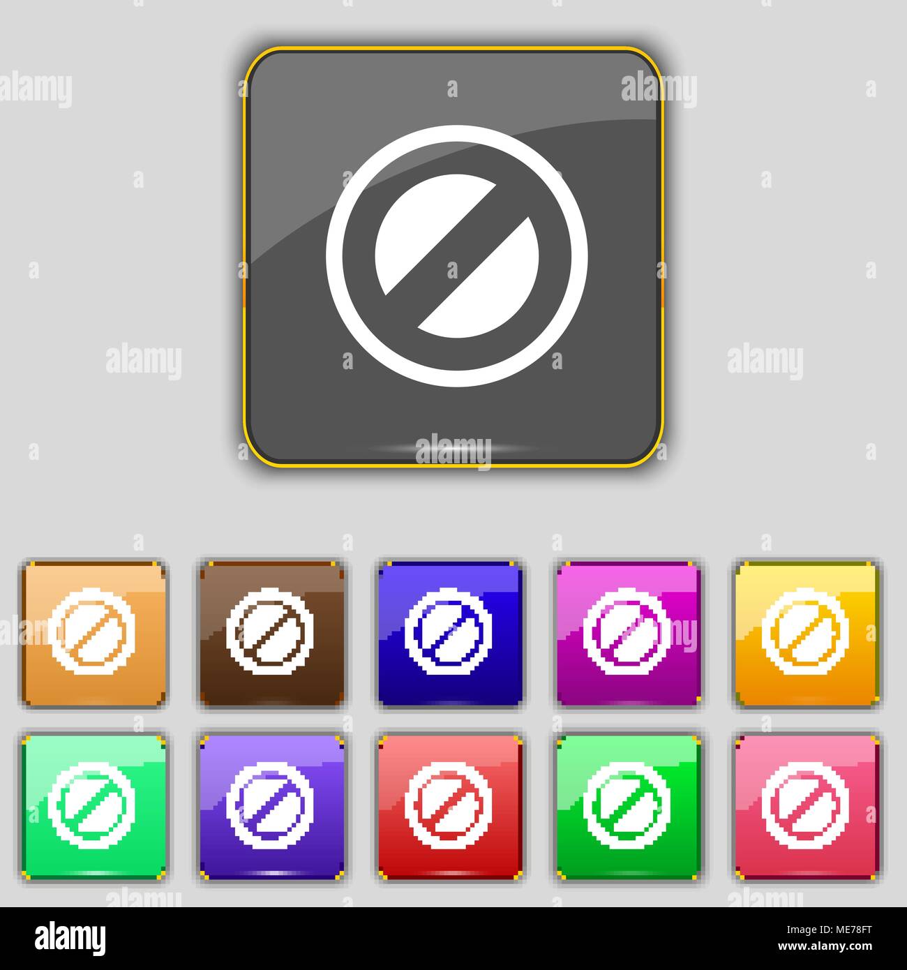 Cancel icon sign. Set with eleven colored buttons for your site. Vector ...
