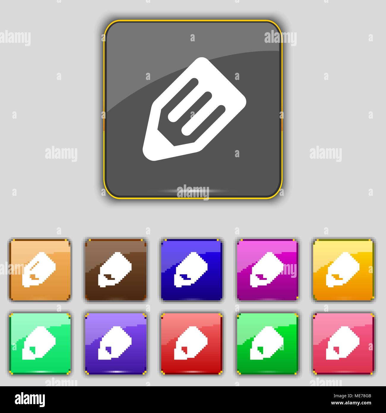 pencil icon sign. Set with eleven colored buttons for your site. Vector ...