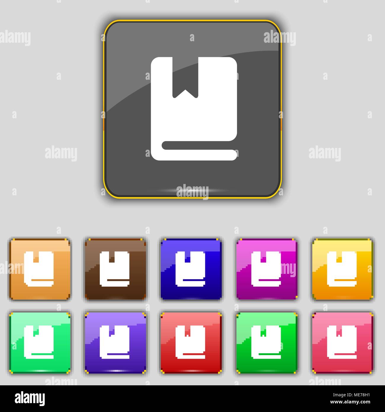 bookmark icon sign. Set with eleven colored buttons for your site ...