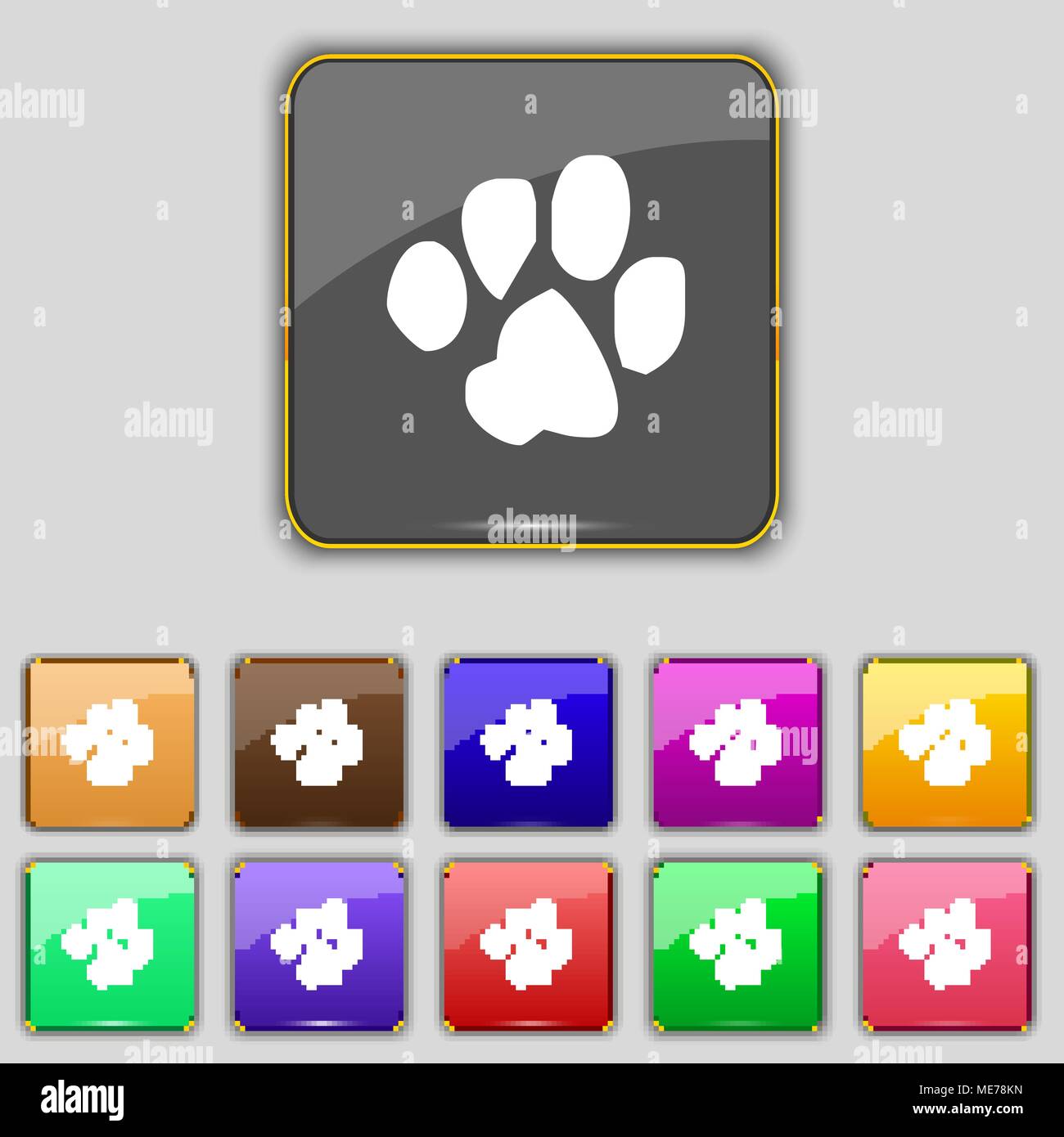 trace dogs icon sign. Set with eleven colored buttons for your site ...