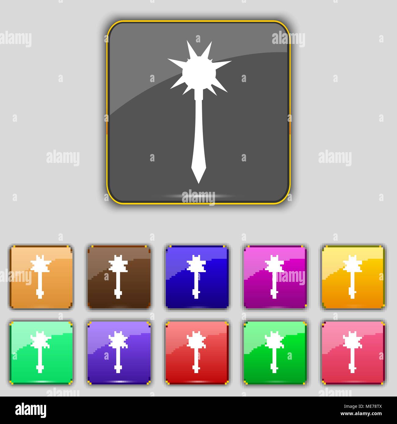 Mace icon sign. Set with eleven colored buttons for your site. Vector ...