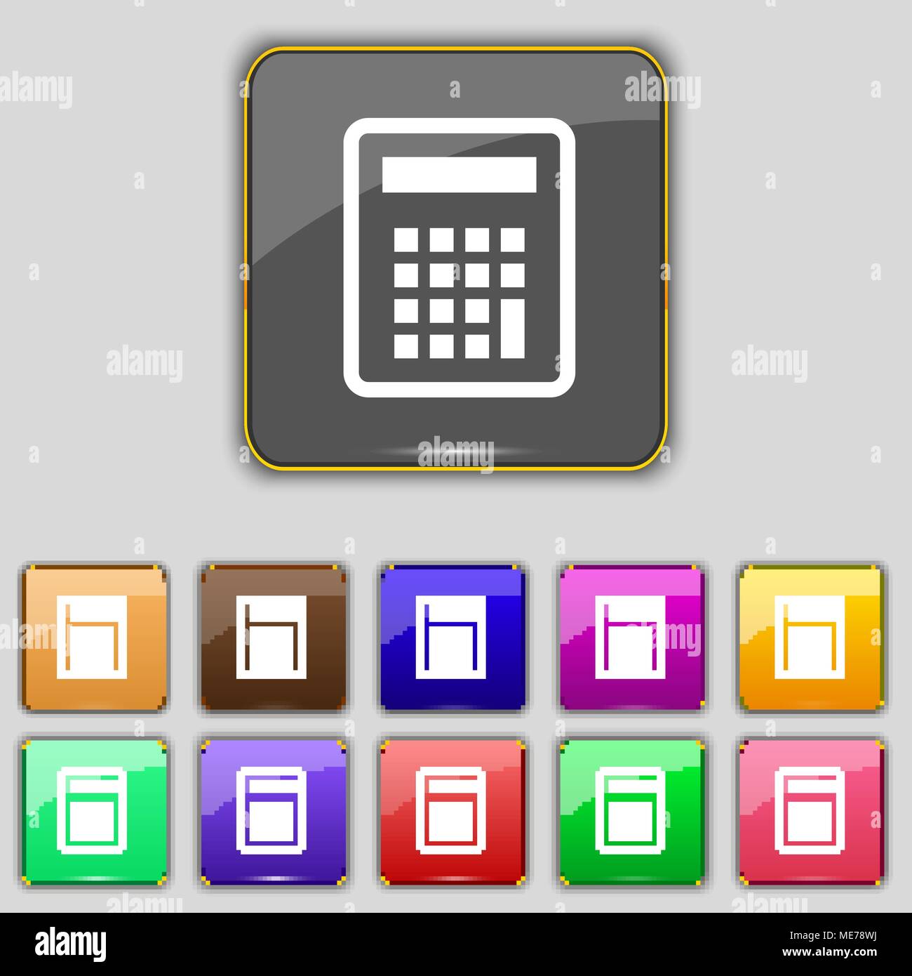 Calculator icon sign. Set with eleven colored buttons for your site ...