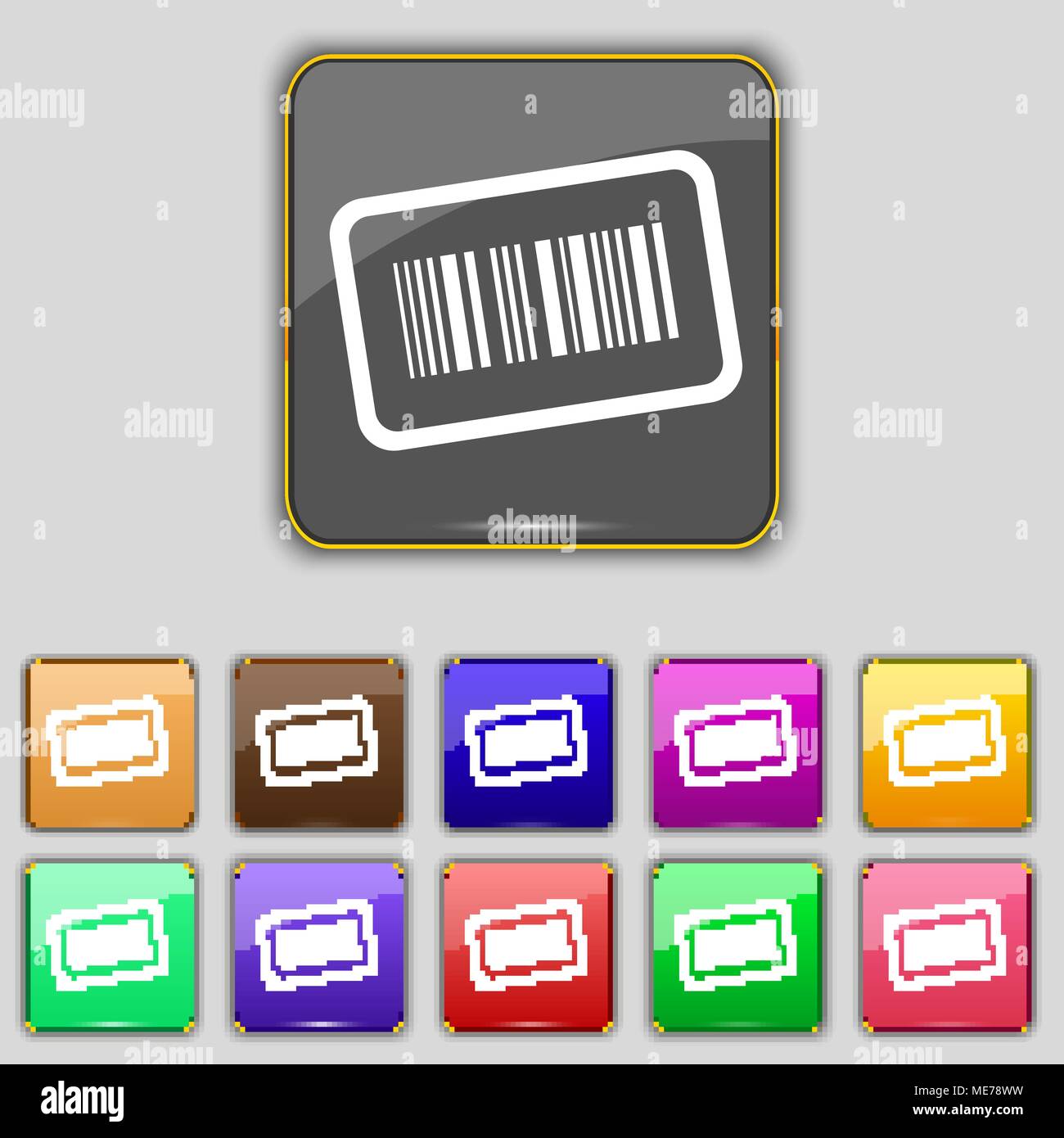 Barcode icon sign. Set with eleven colored buttons for your site ...