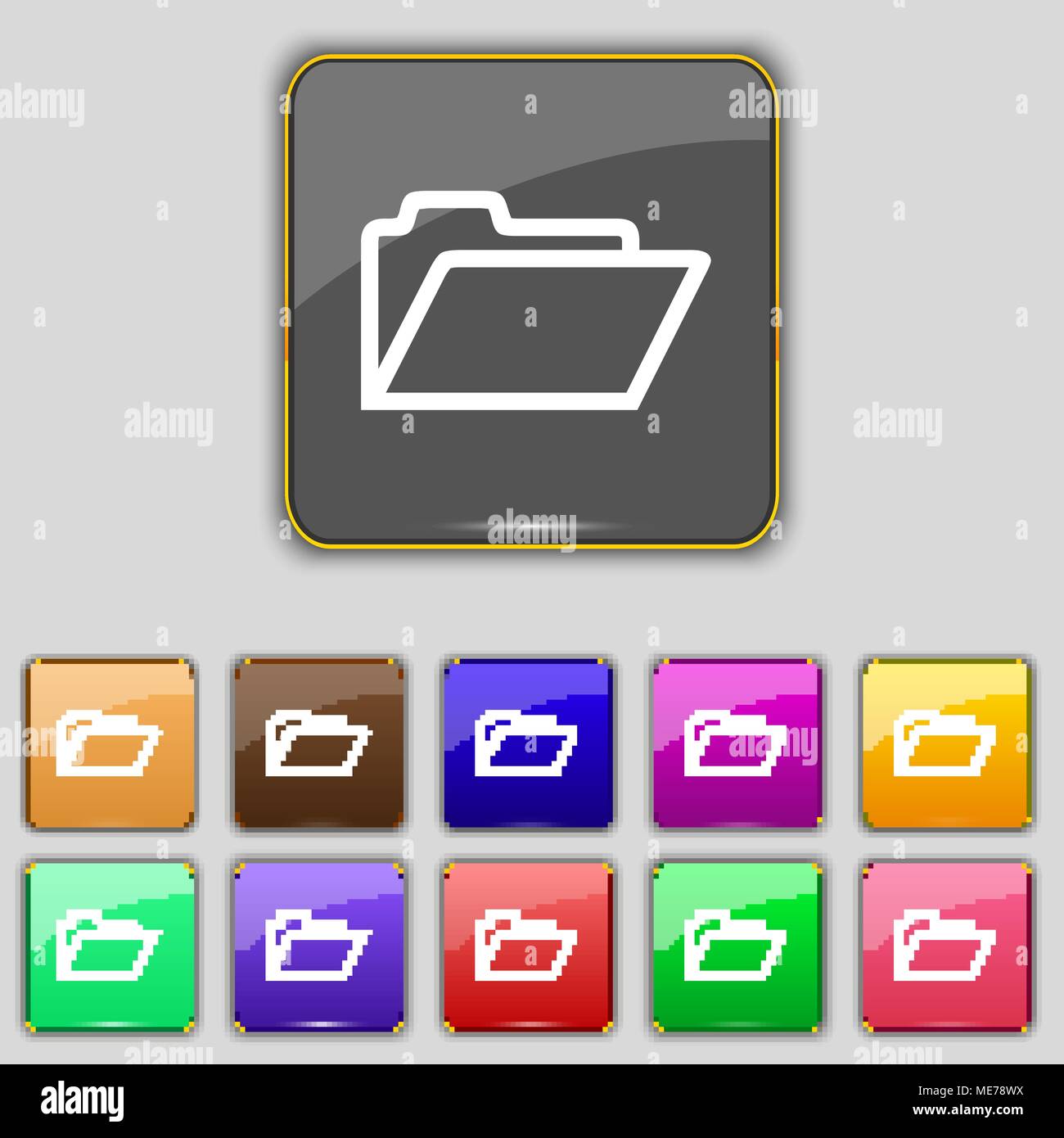 Folder icon sign. Set with eleven colored buttons for your site. Vector ...
