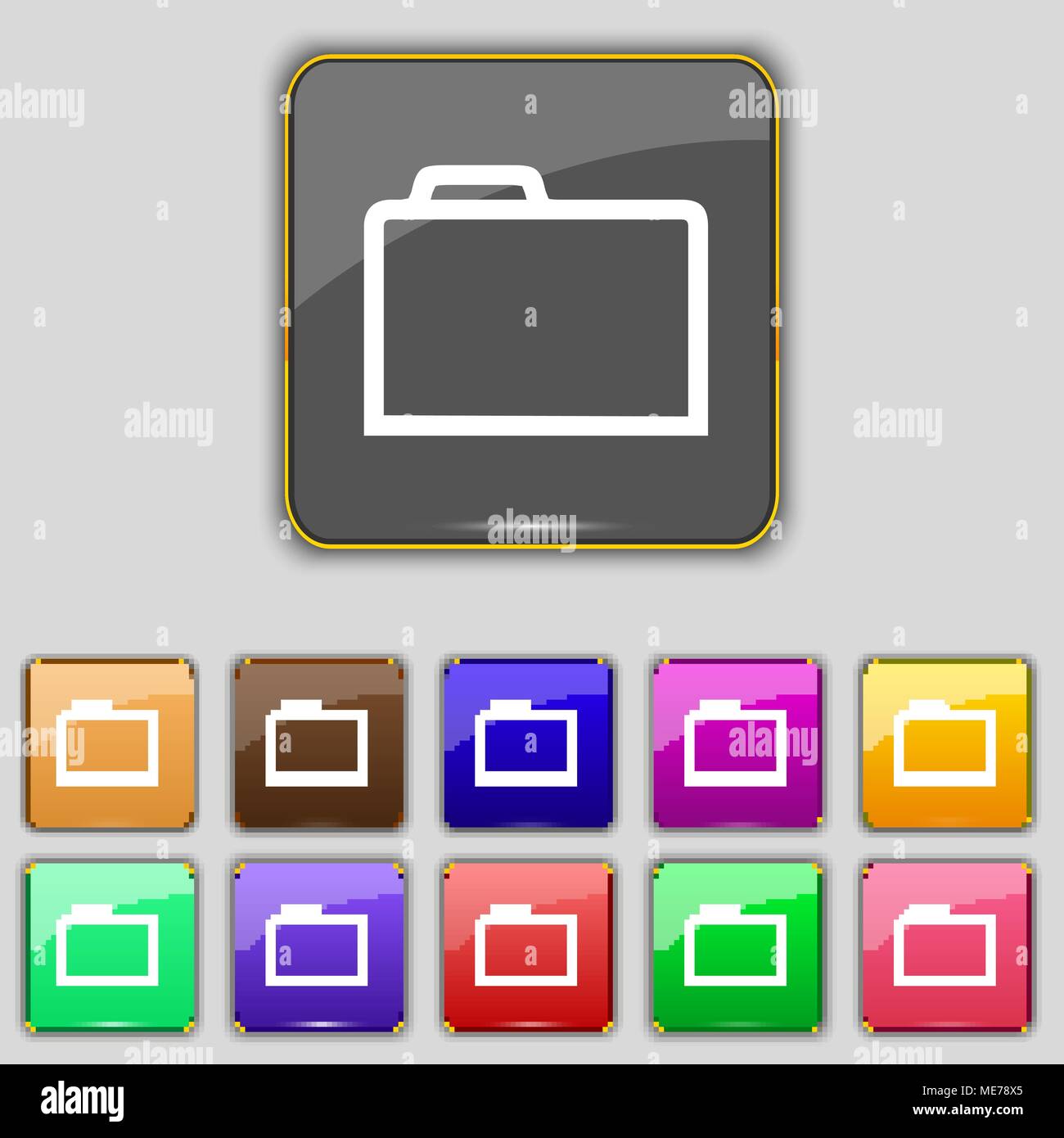 Folder icon sign. Set with eleven colored buttons for your site. Vector ...