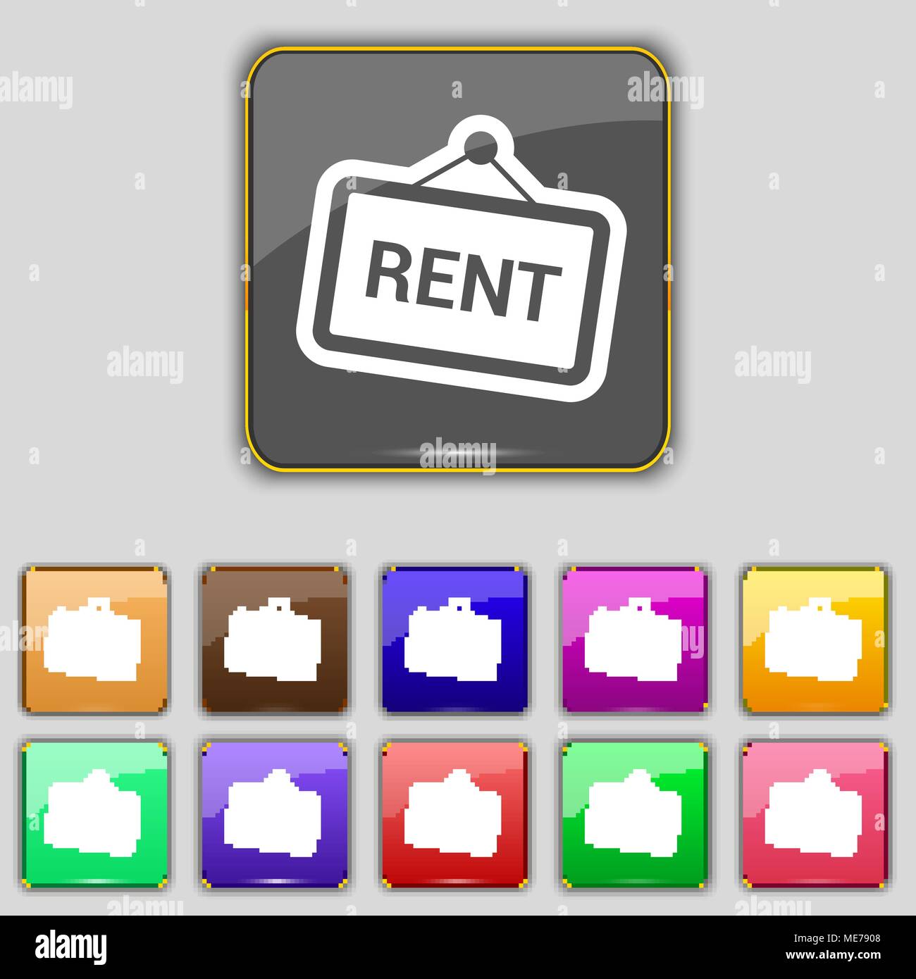 Rent icon sign. Set with eleven colored buttons for your site. Vector ...
