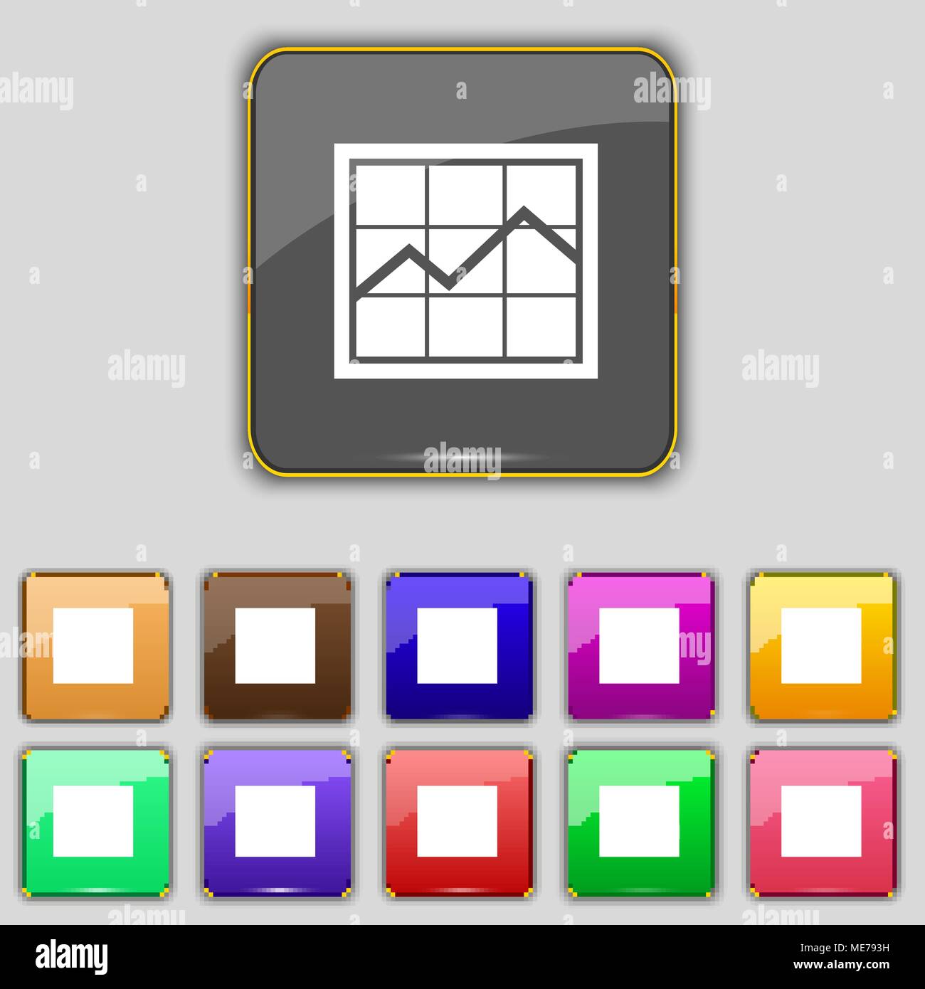 Chart icon sign. Set with eleven colored buttons for your site. Vector ...