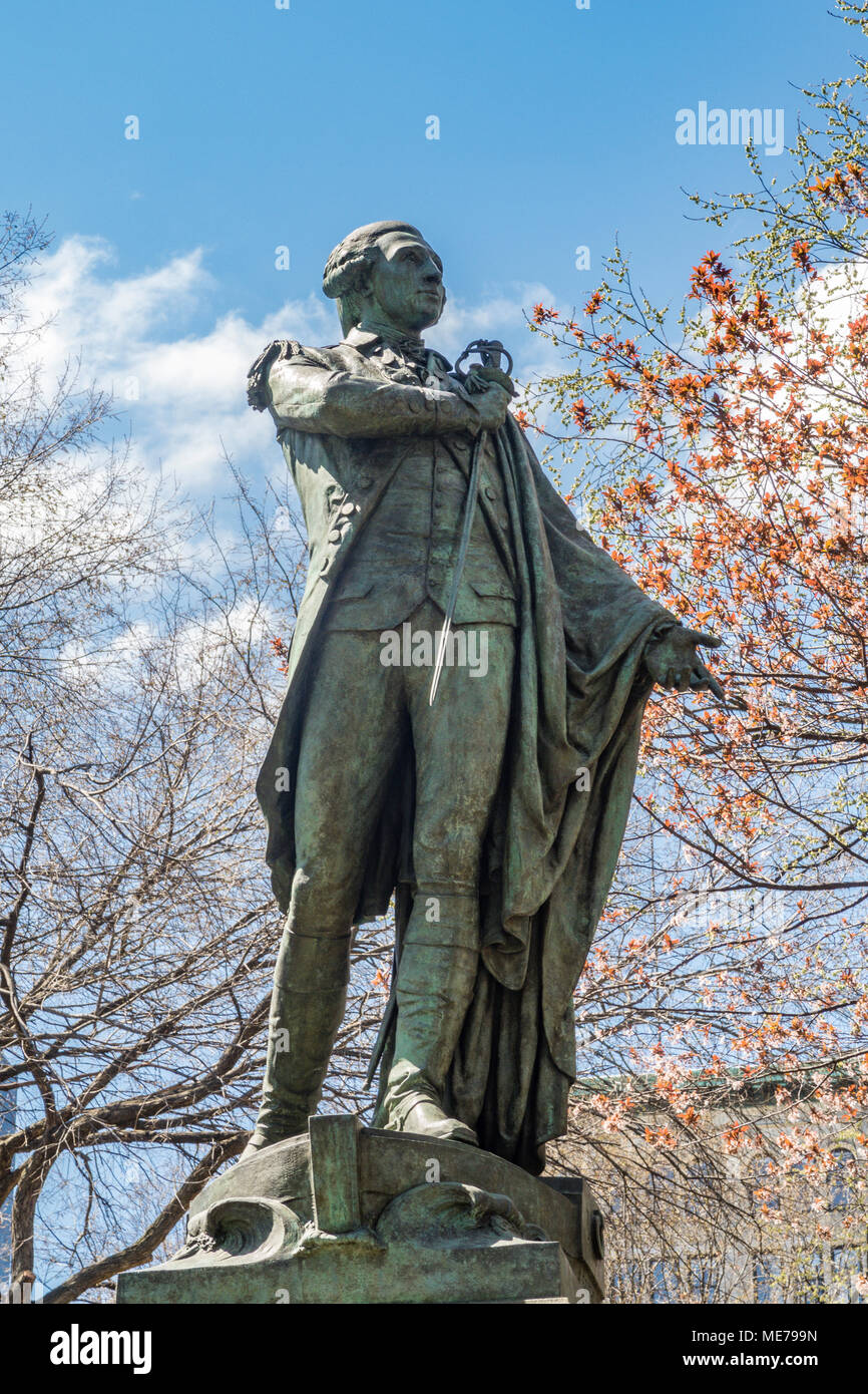 Marquis de Lafayette Bronze Statue in Union Square, NYC, USA Stock Photo