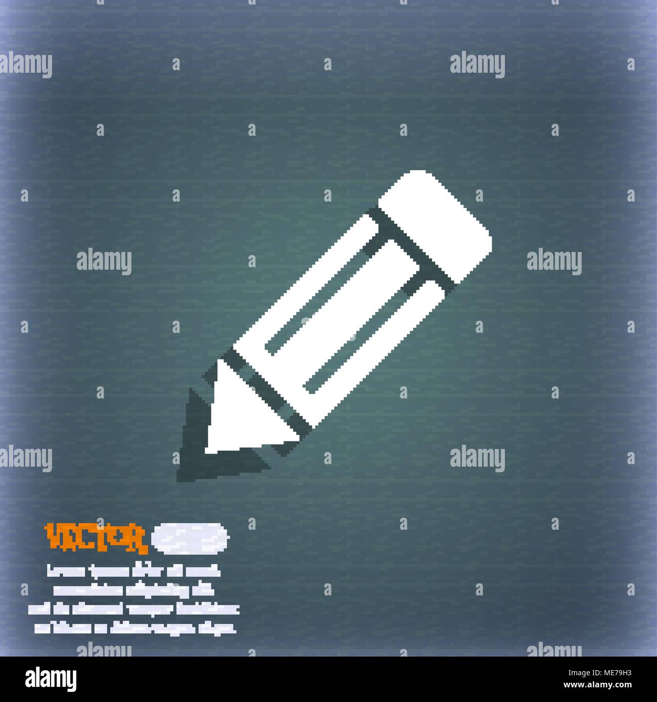 pencil icon icon symbol on the blue-green abstract background with ...