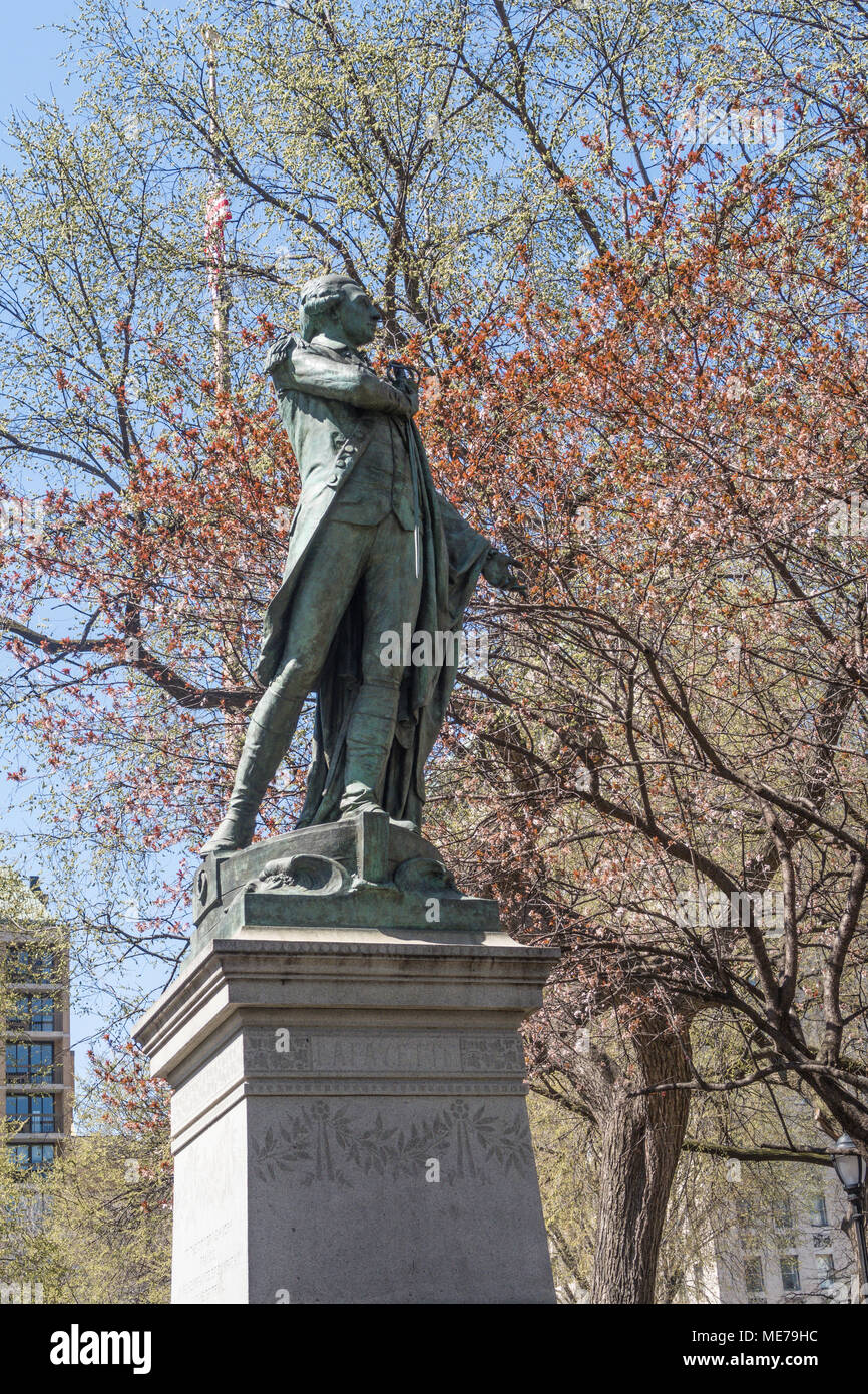 Marquis de Lafayette Bronze Statue in Union Square, NYC, USA Stock Photo