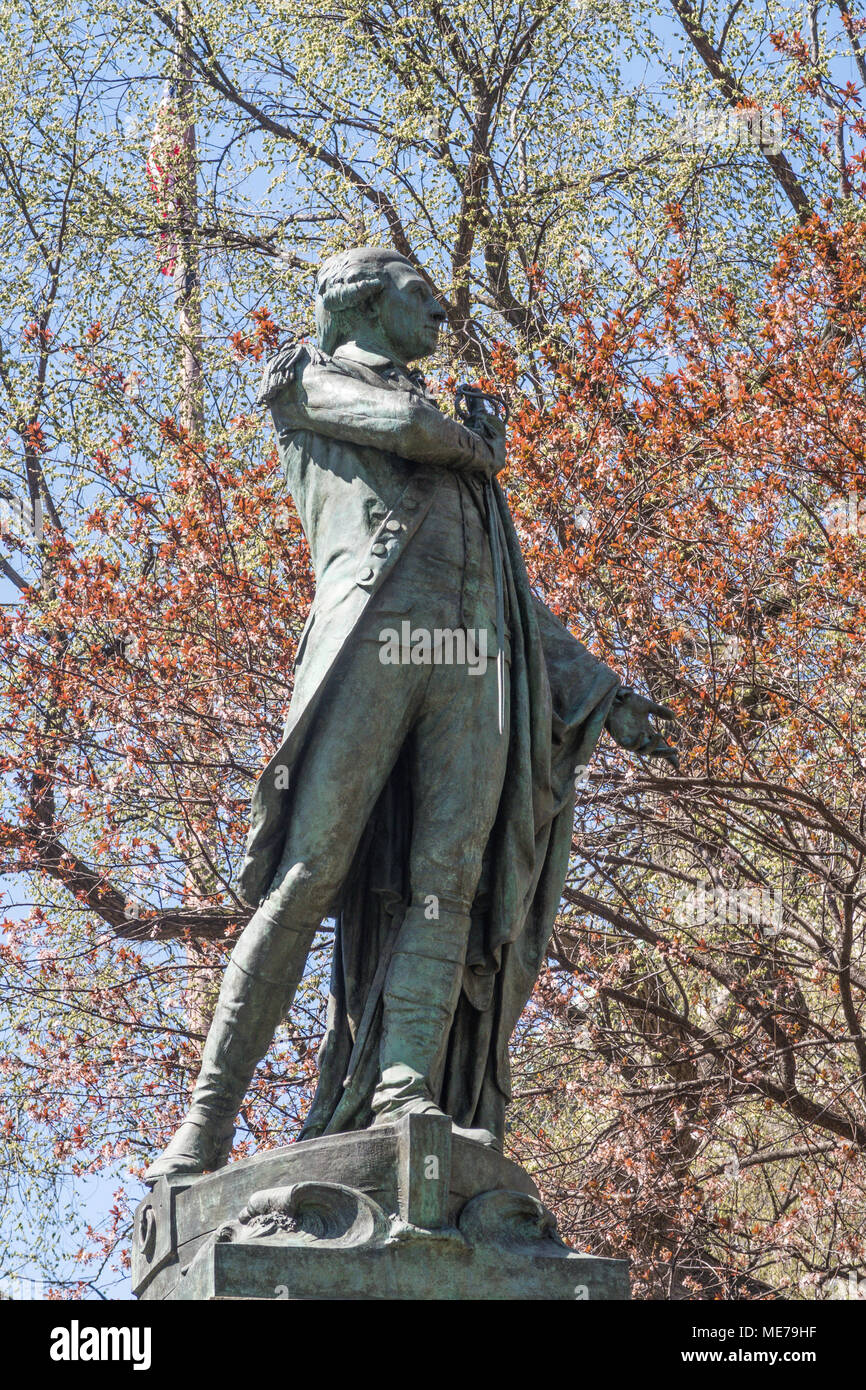 Marquis de Lafayette Bronze Statue in Union Square, NYC, USA Stock Photo