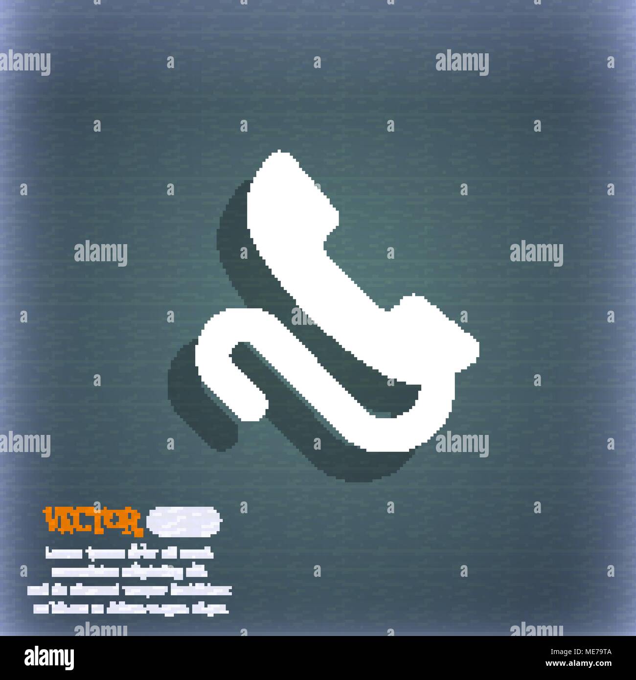 retro telephone handset icon symbol on the blue-green abstract ...