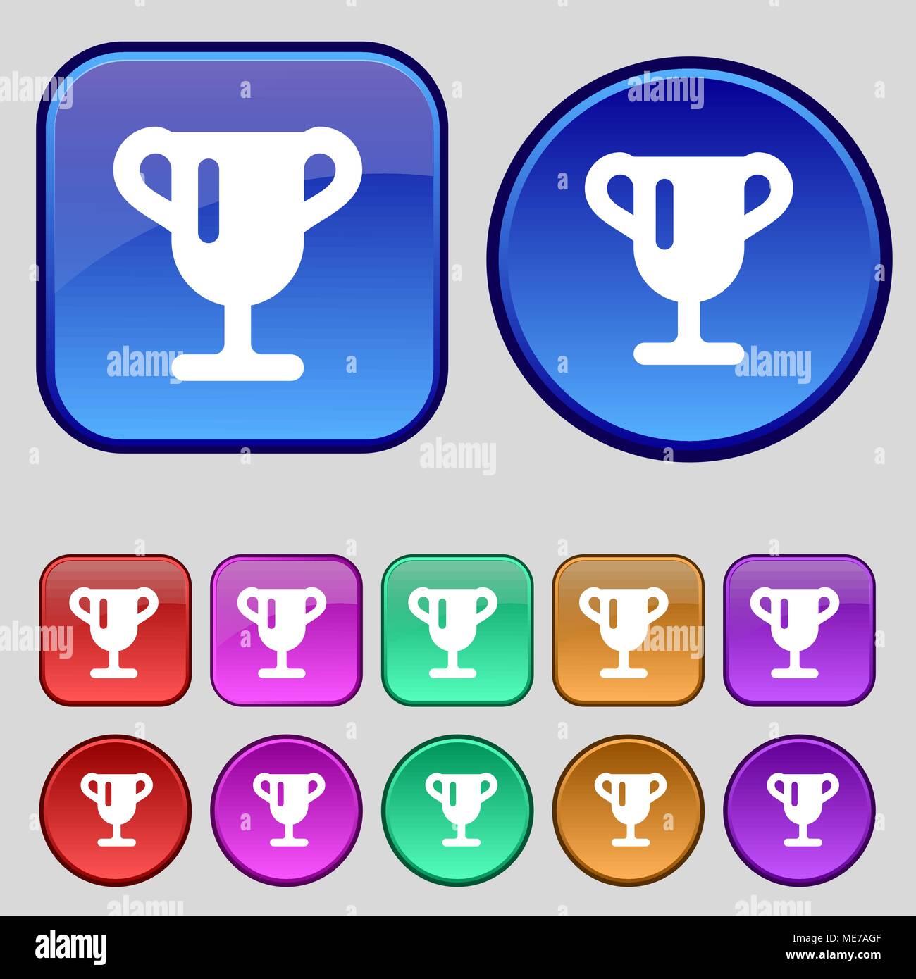 Winner cup, Awarding of winners, Trophy icon sign. A set of twelve ...