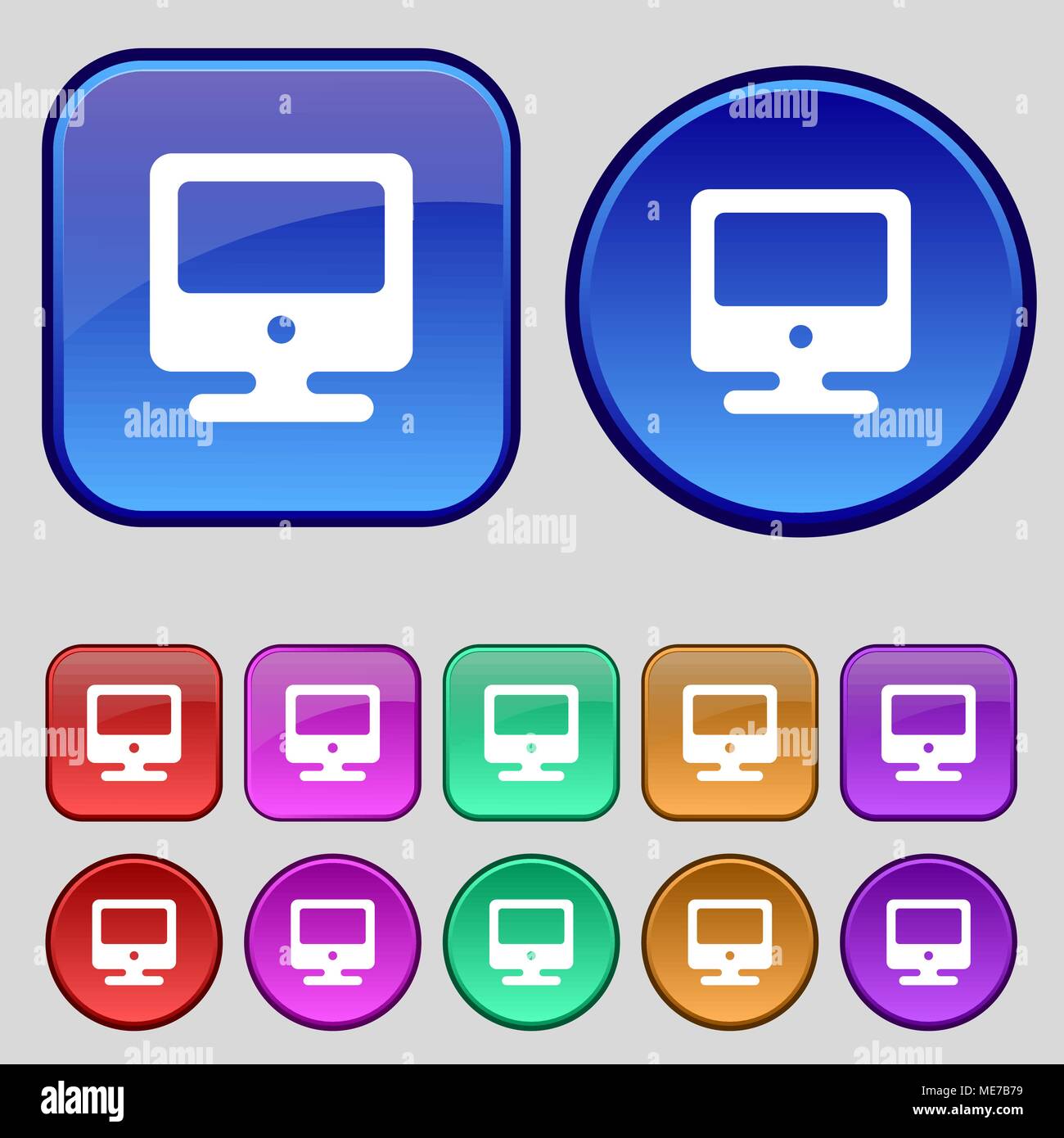 monitor icon sign. A set of twelve vintage buttons for your design ...