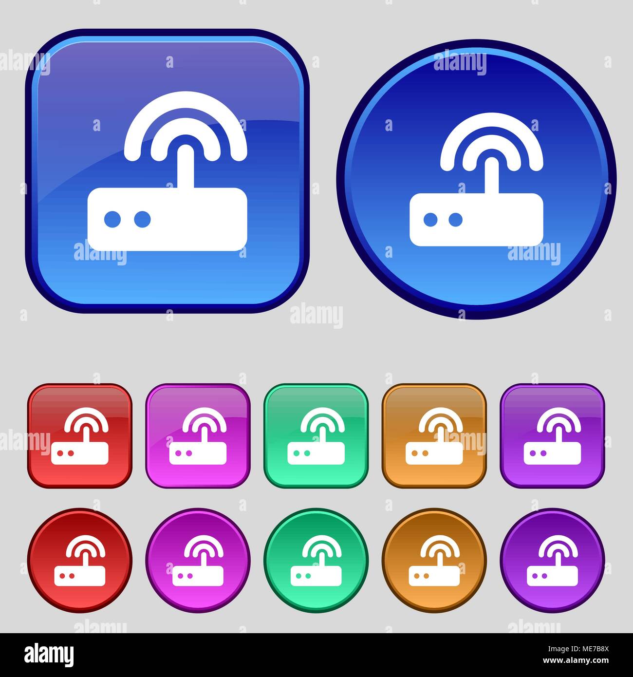 Wi fi router icon sign. A set of twelve vintage buttons for your design ...
