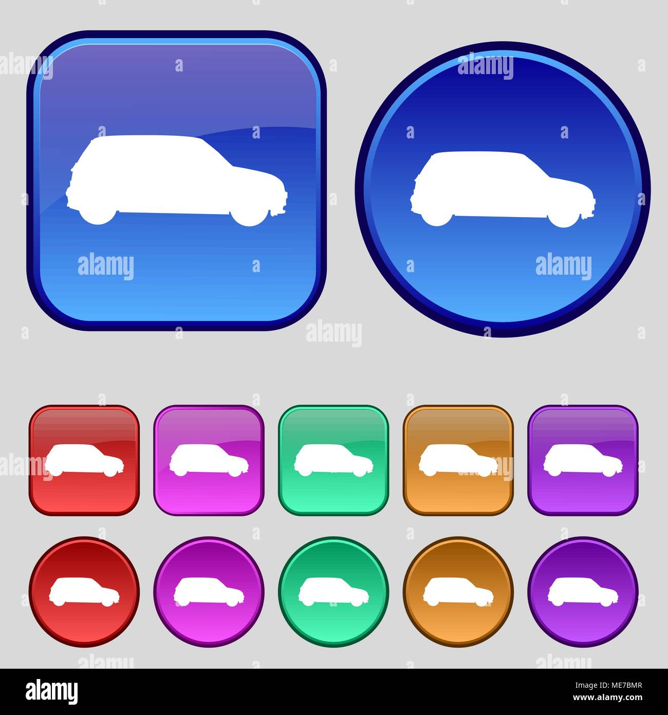 Jeep icon sign. A set of twelve vintage buttons for your design. Vector ...