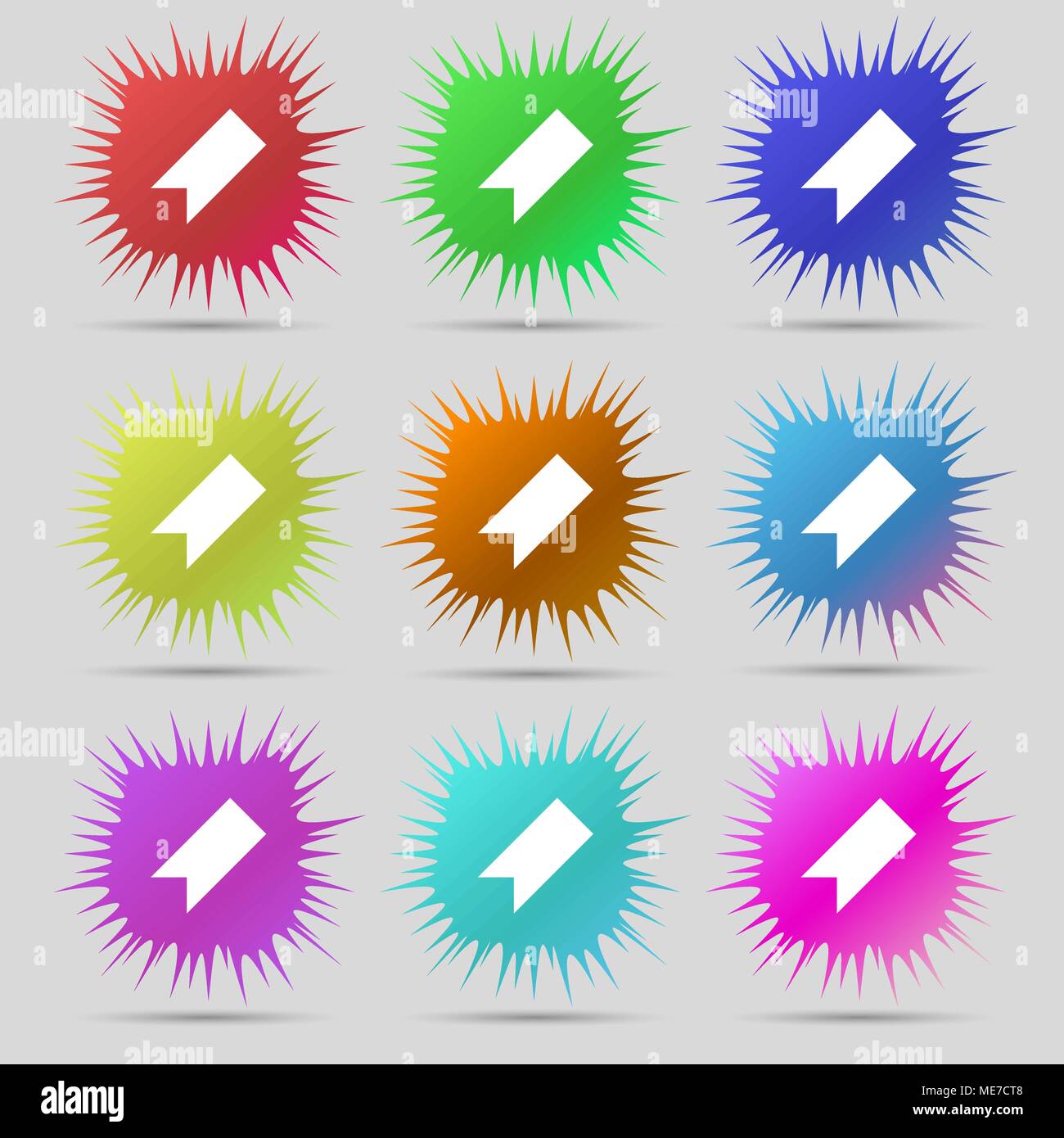 bookmark icon sign. A set of nine original needle buttons. Vector ...