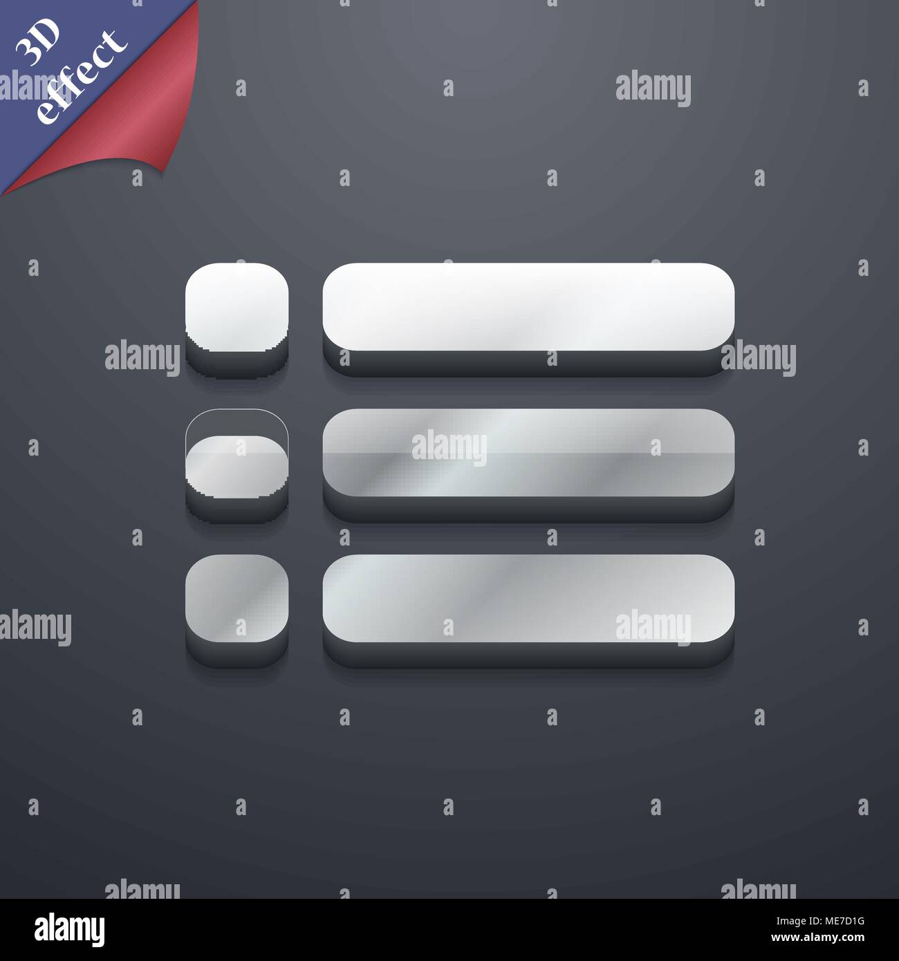 List menu, Content view options icon symbol. 3D style. Trendy, modern ...