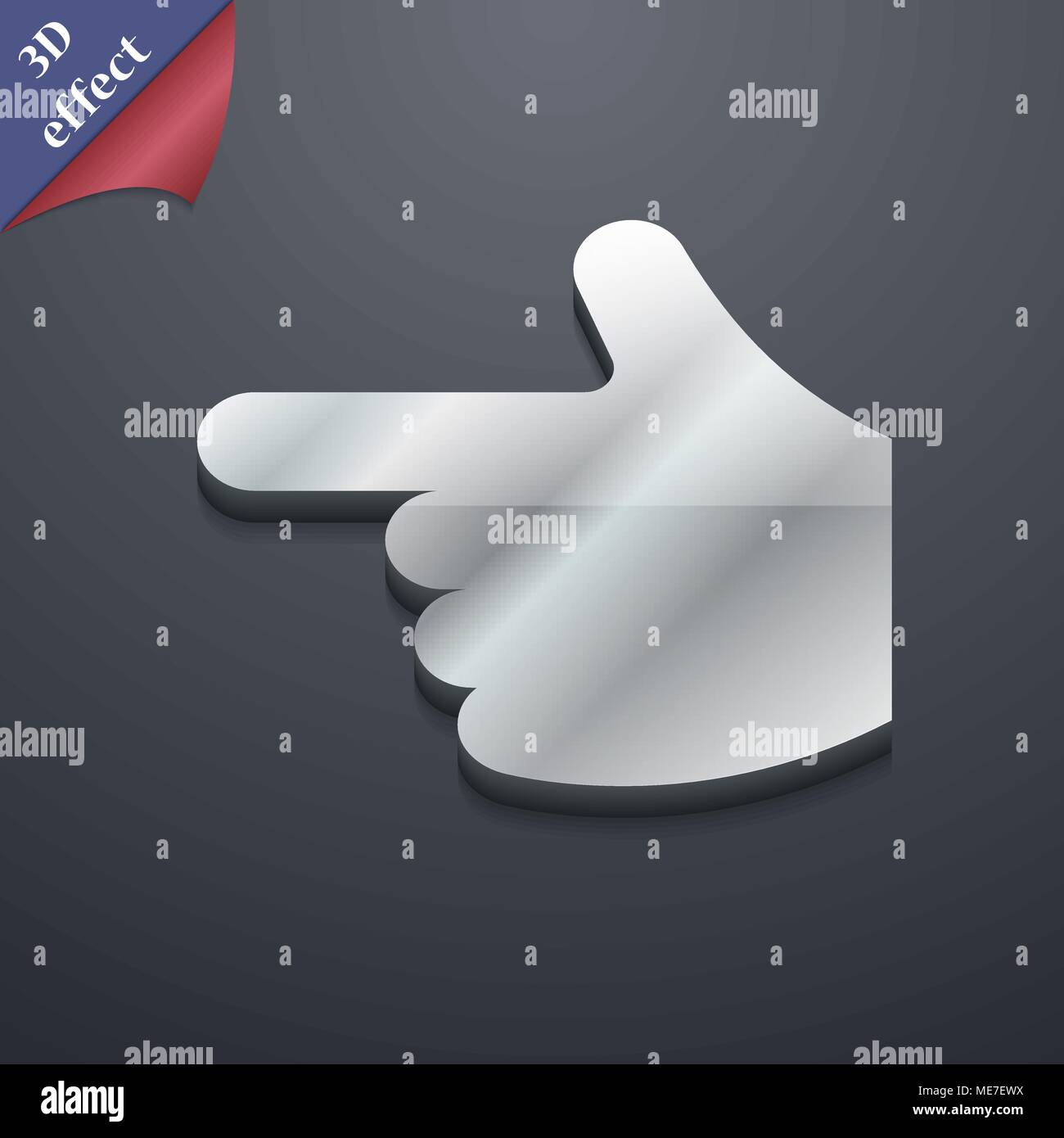 pointing hand icon symbol. 3D style. Trendy, modern design with space ...