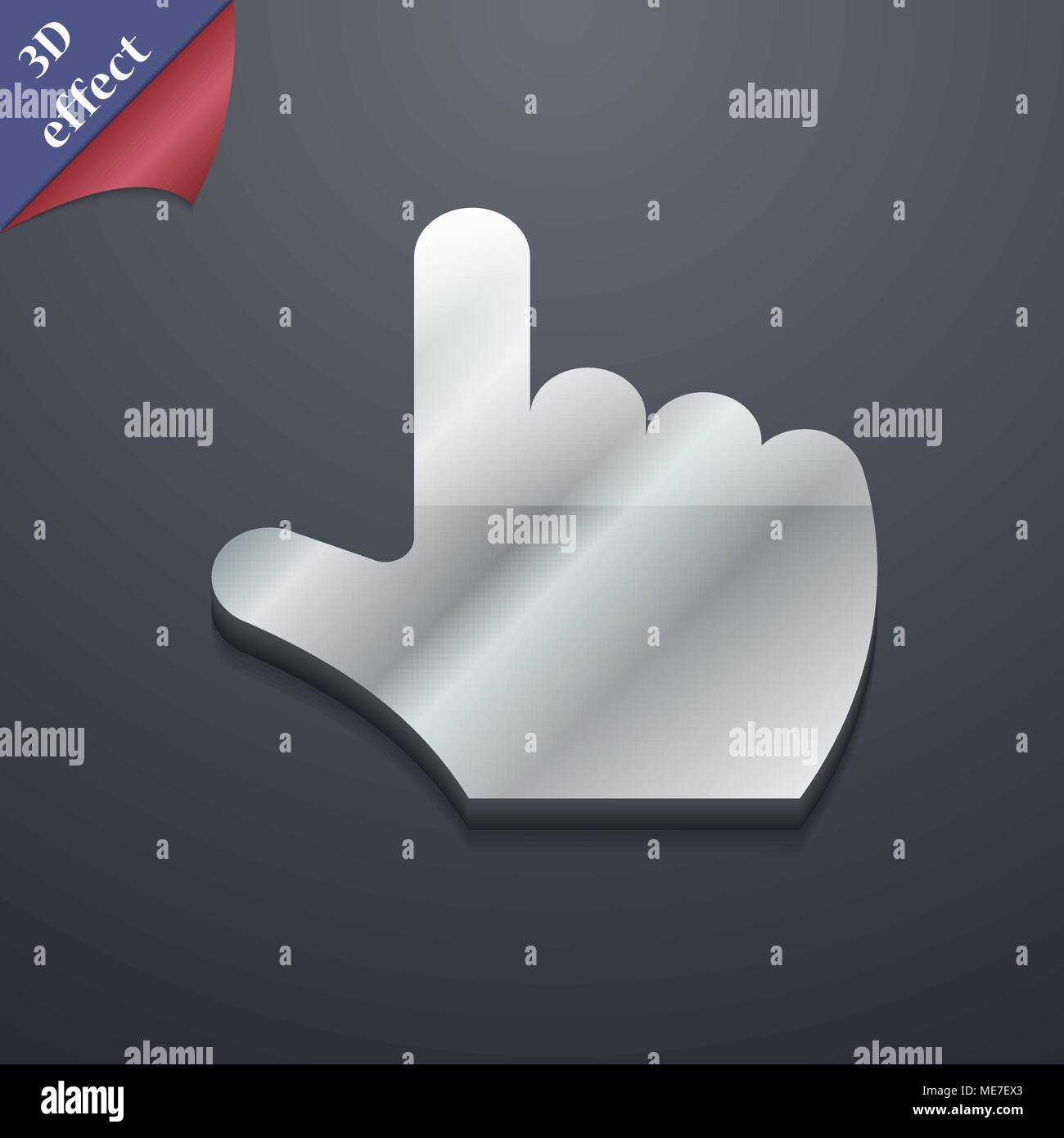 pointing hand  icon symbol. 3D style. Trendy, modern design with space for your text Vector illustration Stock Vector