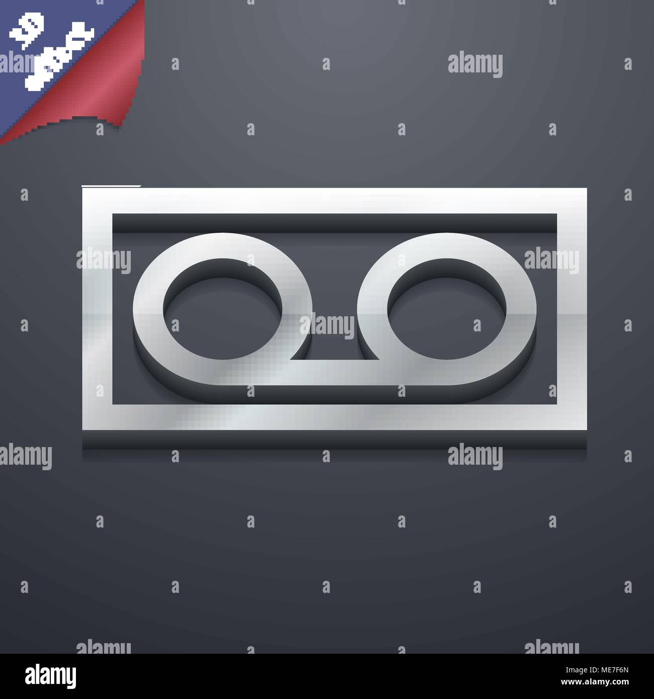 audio cassette icon symbol. 3D style. Trendy, modern design with space ...