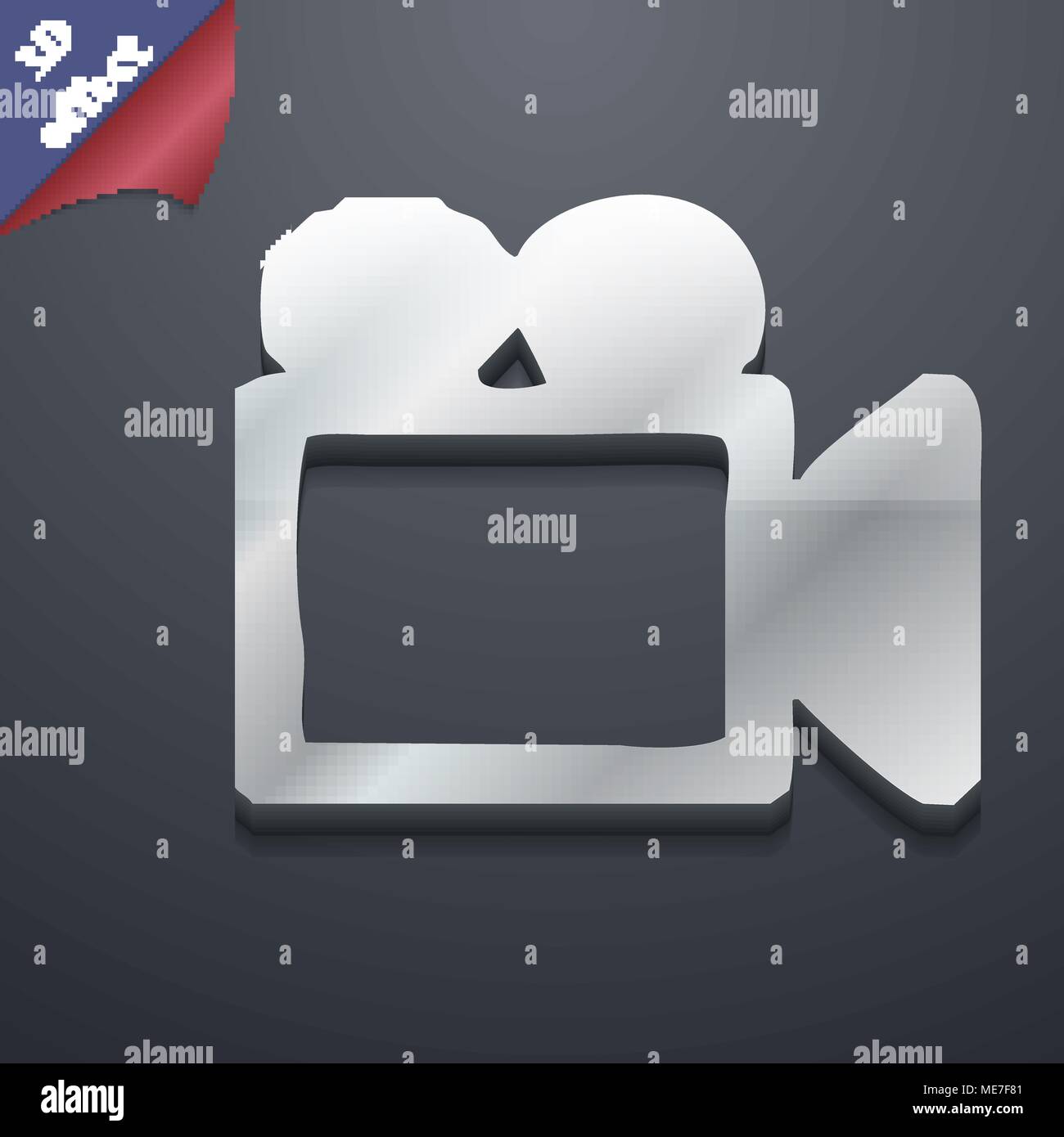 camcorder icon symbol. 3D style. Trendy, modern design with space for ...
