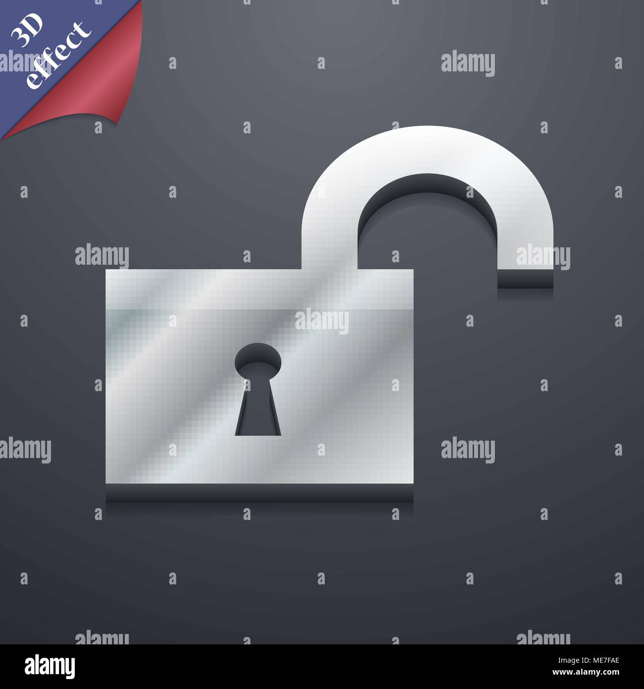 open lock icon symbol. 3D style. Trendy, modern design with space for ...
