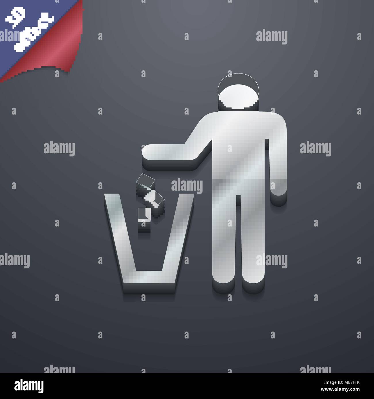 throw away the trash icon symbol. 3D style. Trendy, modern design with