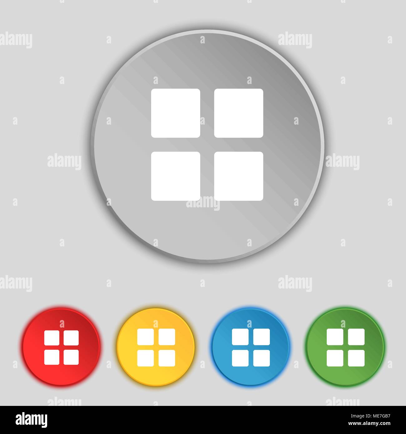 List menu, Content view options icon sign. Symbol on five flat buttons ...